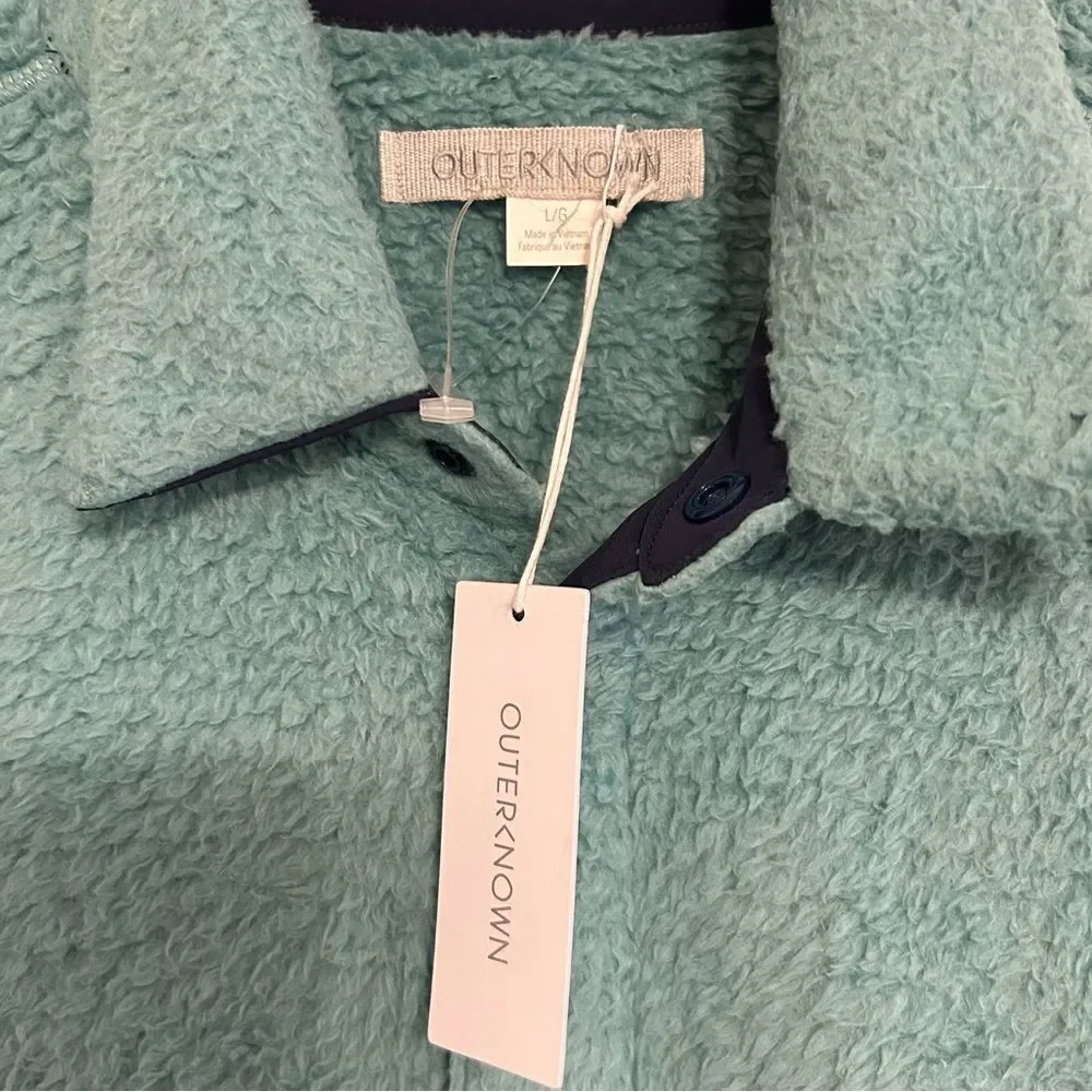 Outerknown Skyline Fleece Shirt Jacket in Mineral Blue Large